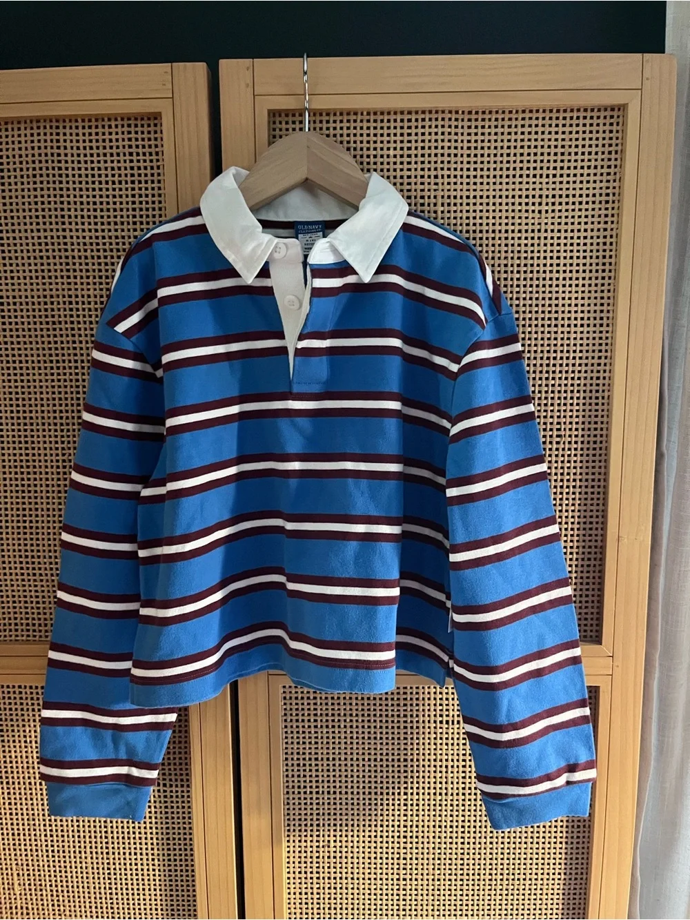 Old Navy Girls M Striped Rugby Shirt with White Collar